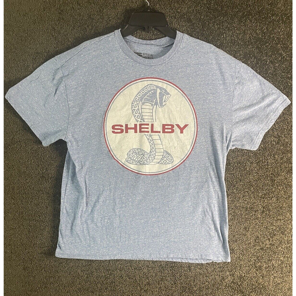 Shelby Cobra Shirt Men’s XL Blue Distressed Logo Retro Graphic Tee